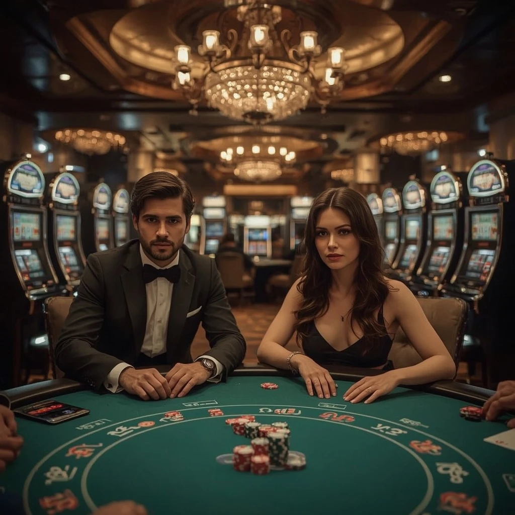 Deux joueurs de poker dans un Lucky Treasure Casino